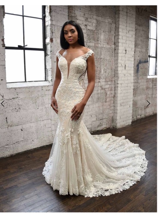 Martina Liana Dresses & Skirts - Martina Liana 1338 - Off-Shoulder Fully Beaded Lace Mermaid Wedding Dress Ivory